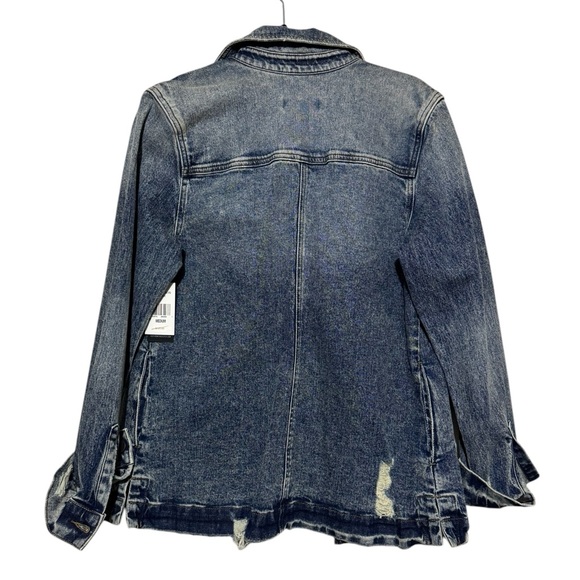 Kut From The Kloth NWT Denim Jean Joni Shirt Jacket Coat Medium Distressed Worn‎ - Picture 2 of 6